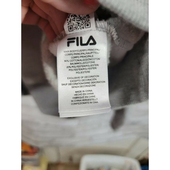Vintage 90s FILA Size Medium Sweatshirt‎ Embroidery Logo Pullover Heather Gray - Picture 4 of 6